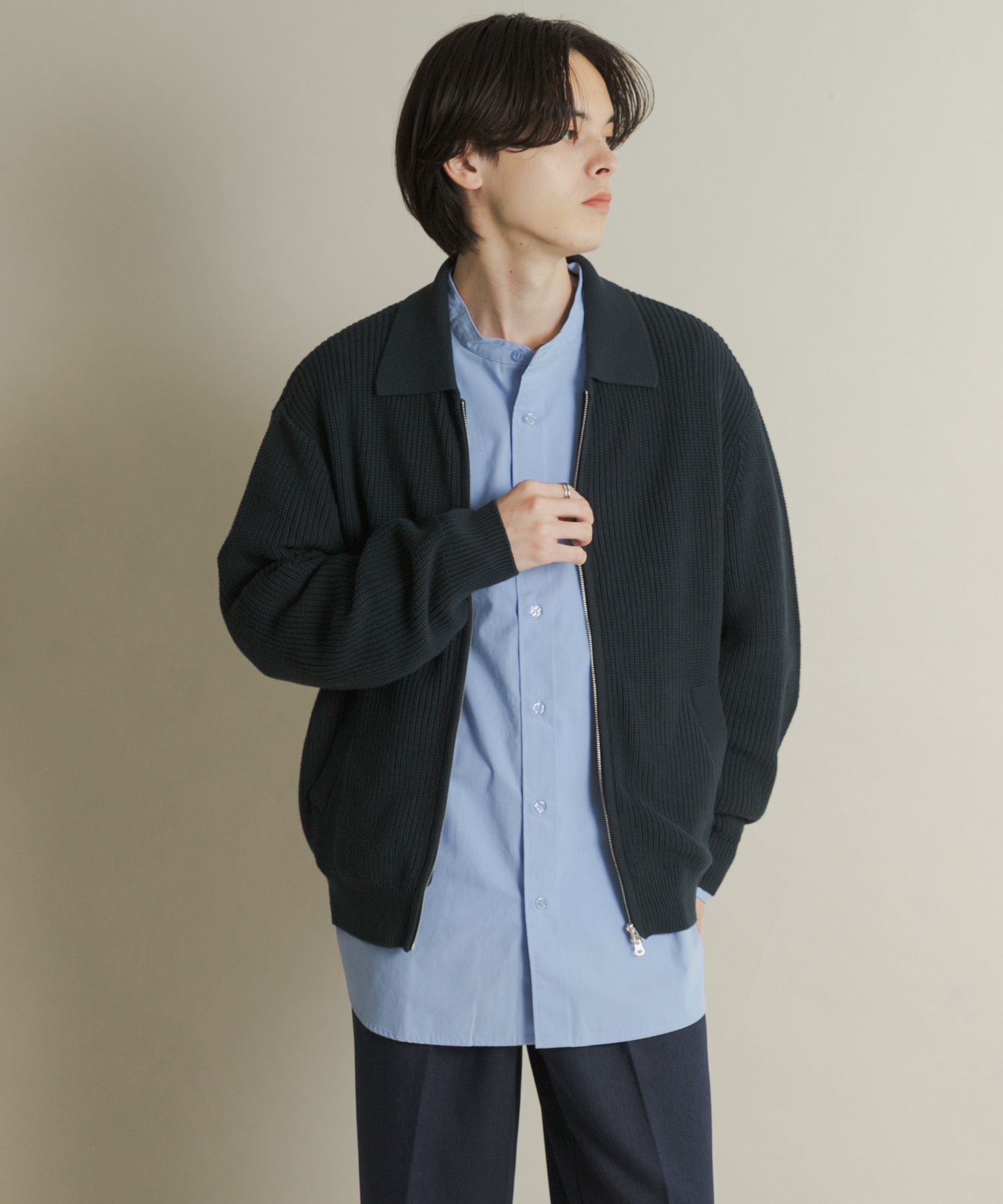 ダブルジップニットカーディガン